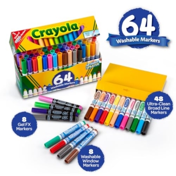Crayola 64-Piece Washable Marker Set for Kids - Safe & Vibrant
