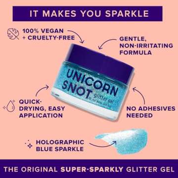 Unicorn Snot Face & Body Glitter Gel - Cosmetic-Grade Holographic Glitter - Stocking Stuffers for Wo...
