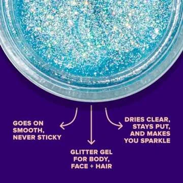 Unicorn Snot Face & Body Glitter Gel - Cosmetic-Grade Holographic Glitter - Stocking Stuffers for Women, Gifts for Teen Girls - Safe for Face, Easy Application & Removal - Blue Glitter, 1.7oz (Sky)