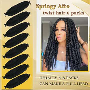8 Packs Marley Twist Braiding Hair Pre-Stretched Springy Afro Twist Hair 18 Inch for Soft Locs Croch...