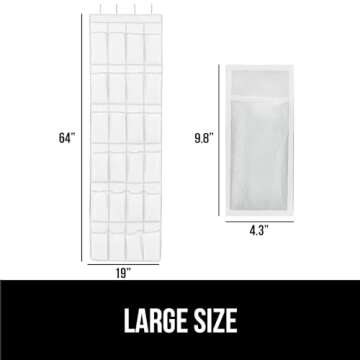 Gorilla Grip Over the Door Shoe Organizer, 24 Large Breathable Mesh Pockets, Space Saving Hanging Storage Holder, Closet Rack Hanger Holds Up to 40 lbs, Hangs on Closets for Shoes, Accessories, White