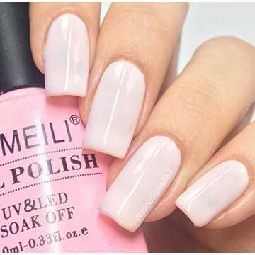 AIMEILI Soak Off U V LED Hema Free Milky Pink Gel Nail Polish - Gardenia Jasminoides Ellis (118) 10ml