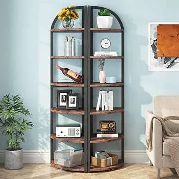 Tribesigns 6 Tier Corner Shelf, 71 inch Tall Corner Bookshelf for Small Space, Rustic Plant Stand Display Rack for Living Room, Home Office, Kitchen