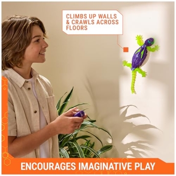 HEX BOTS Glow-in-The-Dark Gecko with Official Wall Climber Technology, Rechargeable Robot Kids Toy