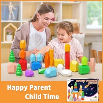 Wooden Stacking Rocks Toys Montessori STEM Learning for Kids