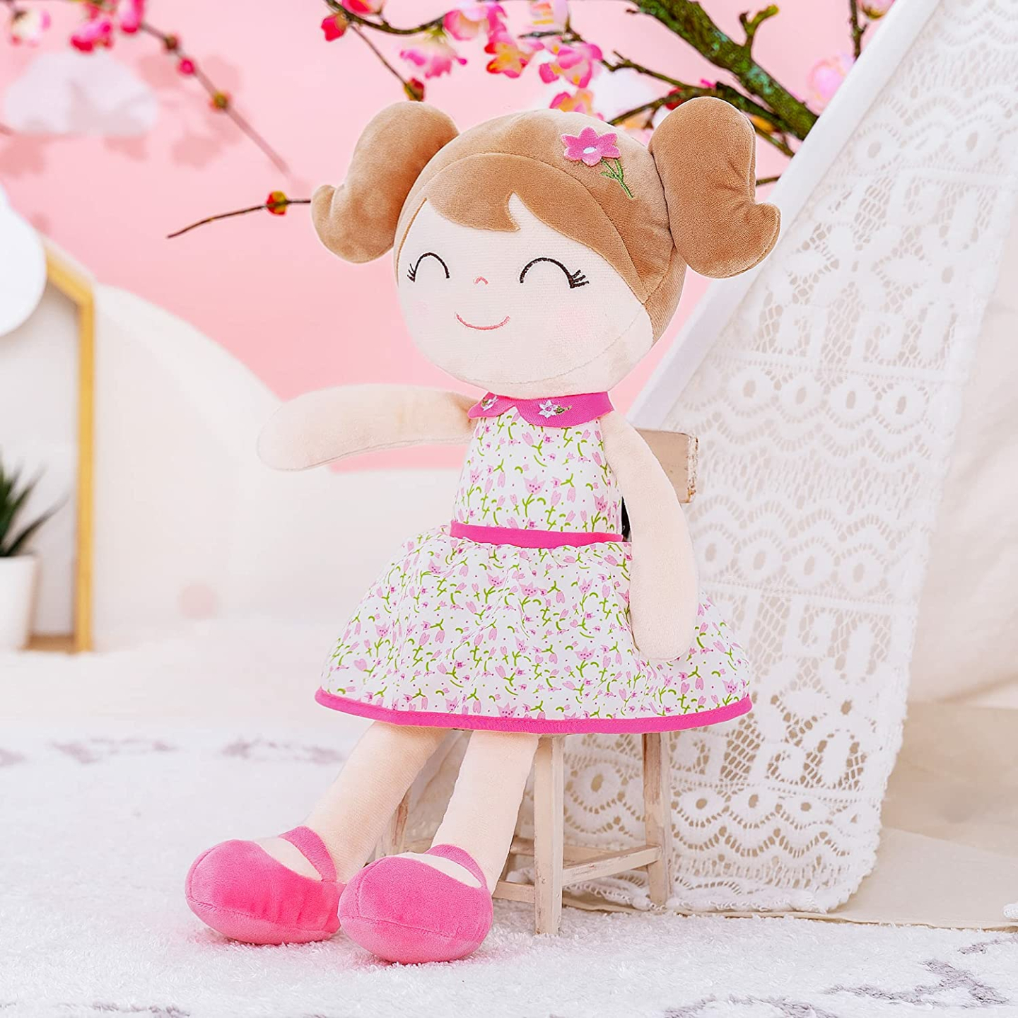 Soft Baby Girl Doll Gift with Flower Design