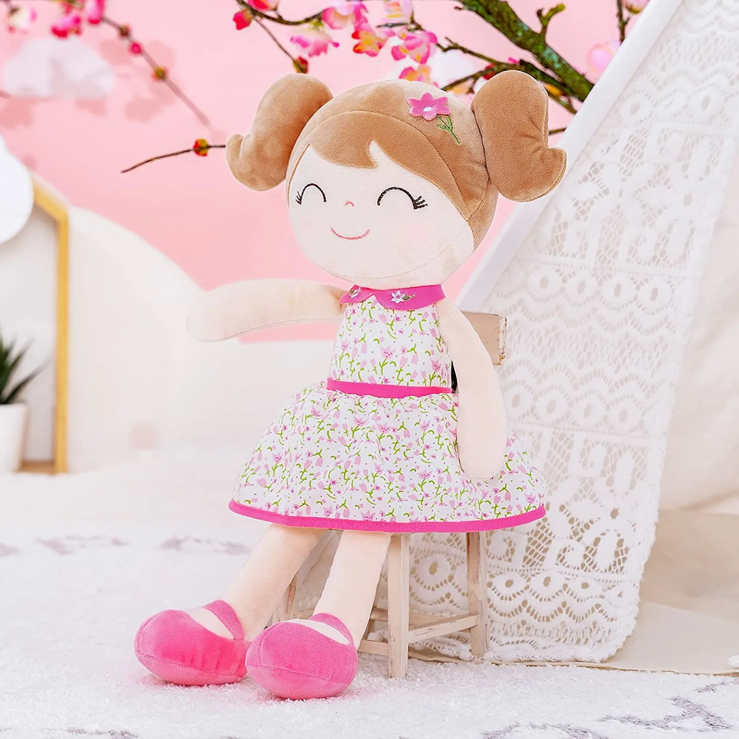 Soft Baby Girl Doll Gift with Flower Design