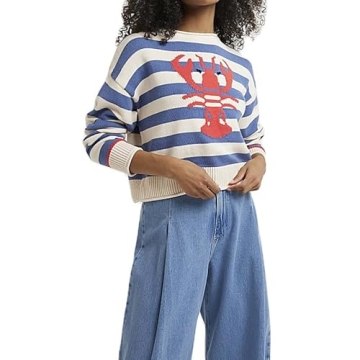 SOOKABEILA Women's Y2K Graphic Sweater - Oversized Fall Pullover with Unique Prints