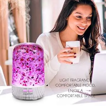 Diffusers for Essential Oils Natural Crystal - ZqLotXiao Essential Oil Diffusers, Ultrasonic Aroma Diffuser Humidifier, Small Kids Diffuser with Color Changing, Waterless Auto-Off & Whisper-Quiet