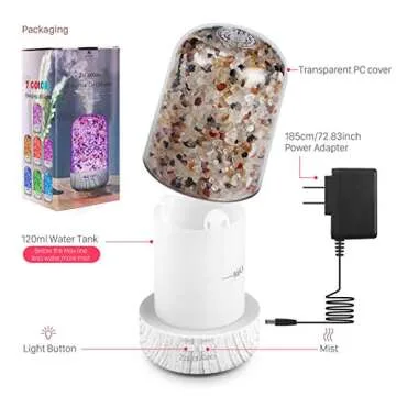 Diffusers for Essential Oils Natural Crystal - ZqLotXiao Essential Oil Diffusers, Ultrasonic Aroma Diffuser Humidifier, Small Kids Diffuser with Color Changing, Waterless Auto-Off & Whisper-Quiet