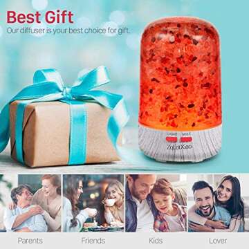 Diffusers for Essential Oils Natural Crystal - ZqLotXiao Essential Oil Diffusers, Ultrasonic Aroma Diffuser Humidifier, Small Kids Diffuser with Color Changing, Waterless Auto-Off & Whisper-Quiet