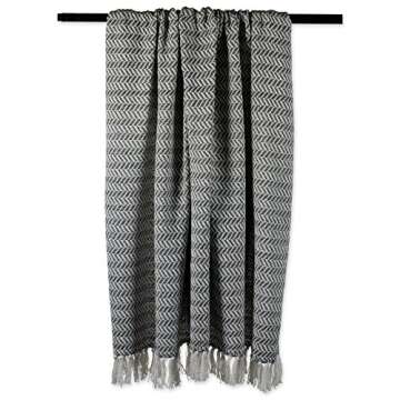DII Modern Farmhouse Cotton Herringbone Blanket Throw with Fringe for Chair, Couch, Picnic, Camping, Beach, & Everyday Use, 50 x 60 - Mineral