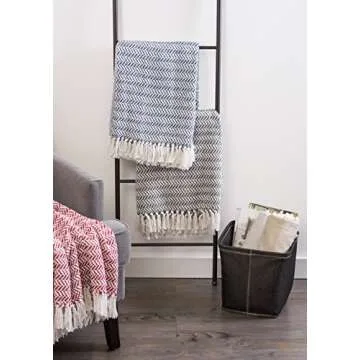 DII Modern Farmhouse Cotton Herringbone Blanket Throw with Fringe for Chair, Couch, Picnic, Camping, Beach, & Everyday Use, 50 x 60 - Mineral