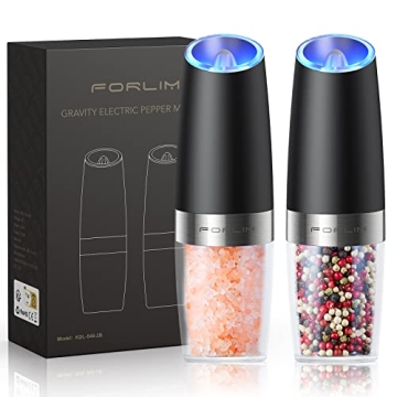 FORLIM Electric Salt and Pepper Grinder Set - Black