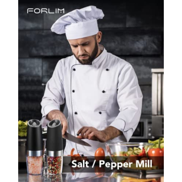 FORLIM Electric Salt and Pepper Grinder Set - Black