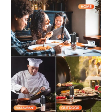 FORLIM Electric Salt and Pepper Grinder Set - Black