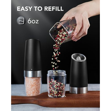 FORLIM Electric Salt and Pepper Grinder Set - Black