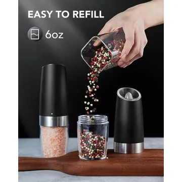 FORLIM Electric Salt and Pepper Grinder Set - Black
