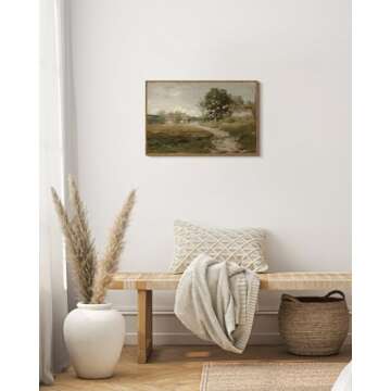 InSimSea Framed Canvas Wall Art Vintage Decor, Room Decor Classical Oil Painting Canvas Prints Arkville Landscape Vintage Wall Art Home Decor, 16"x24"