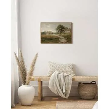 InSimSea Framed Canvas Wall Art Vintage Decor, Room Decor Classical Oil Painting Canvas Prints Arkville Landscape Vintage Wall Art Home Decor, 16"x24"