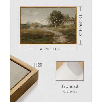 InSimSea Framed Canvas Wall Art Vintage Decor, Room Decor Classical Oil Painting Canvas Prints Arkville Landscape Vintage Wall Art Home Decor, 16"x24"
