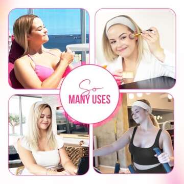 Styla Hair Headbands for Women Stretch Fashion Headbands 10 Pack Non-Slip Head Wraps Great for Spa, Sports, Yoga, Pilates, Running, Gym Headband, Workouts (White)