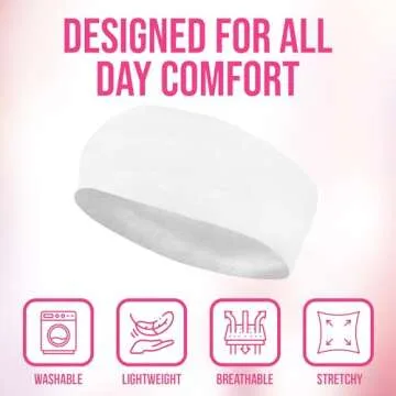 Styla Hair Headbands for Women Stretch Fashion Headbands 10 Pack Non-Slip Head Wraps Great for Spa, Sports, Yoga, Pilates, Running, Gym Headband, Workouts (White)