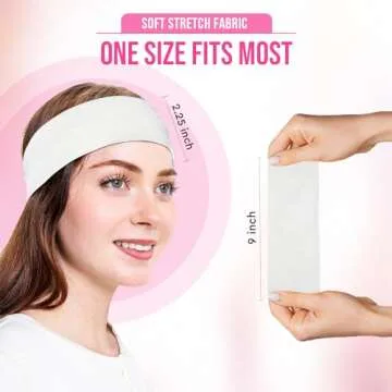 Styla Hair Headbands for Women Stretch Fashion Headbands 10 Pack Non-Slip Head Wraps Great for Spa, Sports, Yoga, Pilates, Running, Gym Headband, Workouts (White)