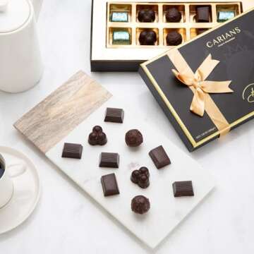 CARIANS Dark Chocolate Valentine's Day Gourmet Truffles Box, Belgium Dark Chocolate Limited Edition, Chocolate Gift, Gourmet Chocolate Basket, Holiday, Valentine's Day Chocolate Gift Box