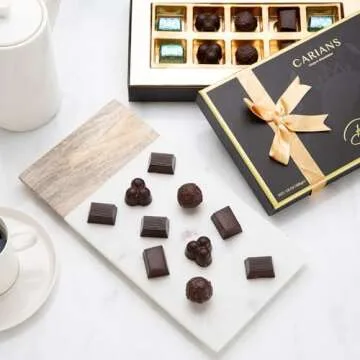 CARIANS Dark Chocolate Valentine's Day Gourmet Truffles Box, Belgium Dark Chocolate Limited Edition, Chocolate Gift, Gourmet Chocolate Basket, Holiday, Valentine's Day Chocolate Gift Box