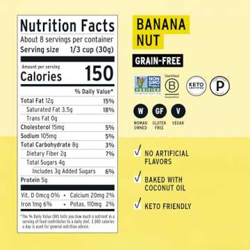 Purely Elizabeth, Banana Nut Butter, Keto Granola, Grain-Free (3 Ct, 8oz Bags)