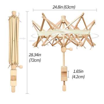 Umbrella Swift Yarn Winder, Wooden (Birch) Hand Operated Bobbin Winder Holder