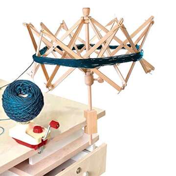 Umbrella Swift Yarn Winder, Wooden (Birch) Hand Operated Bobbin Winder Holder