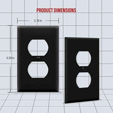 ENERLITES Duplex Receptacle Outlet Wall Plate, Size 1-Gang 4.50" x 2.76", Unbreakable Polycarbonate ...