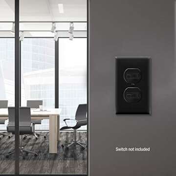 ENERLITES Duplex Receptacle Outlet Wall Plate, Size 1-Gang 4.50" x 2.76", Unbreakable Polycarbonate Thermoplastic, UL Listed, 8821-BK-10PCS, Black (10 Pack)