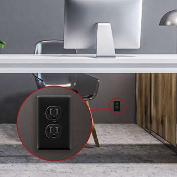 ENERLITES Duplex Receptacle Outlet Wall Plate, Size 1-Gang 4.50" x 2.76", Unbreakable Polycarbonate Thermoplastic, UL Listed, 8821-BK-10PCS, Black (10 Pack)
