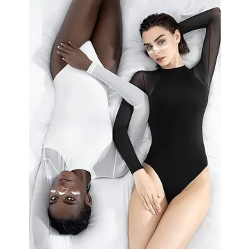 Stylish PUMIEY Long Sleeve Bodysuit for Women in Jet Black