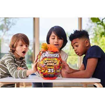 Smashers Mega Light Up Dino T-Rex Series 4 by ZURU - Collectible Egg with Over 25 Surprises, Volcano Slime, Fossil Toy, Dinosaur Toys, Tyrannosaurus Rex Toy for Boys and Kids (T-Rex)