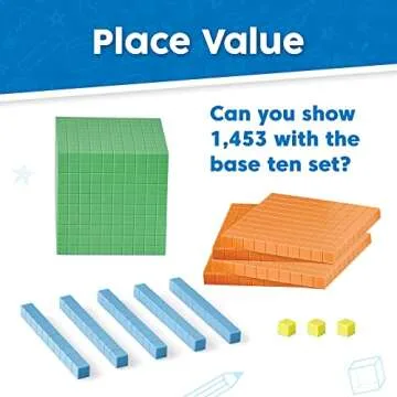 hand2mind Differentiated Plastic Base Ten Blocks Complete Set, Place Value Blocks, Counting Cubes, Base Ten Blocks Classroom Set, Math Blocks Kindergarten, Base 10 Math Manipulatives (Set of 121)