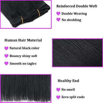 SIVSV Real Human Hair Extensions - 18 Inch, 3.6oz/100g Remy Natural Hair Clip Ins for Women - Seamless Clip on Hair Extensions - 8pcs Per Set - Double Weft - Jet Black