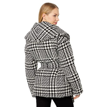 [BLANKNYC] Women's Houndstooth Puffer Wrap Coat Stylish Comfort
