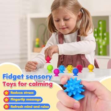 Sensory Fidget Toys Kids Adults: 16 Pack Textured Suction Toys for Autism Kids Calming - Quiet Anxiety Fidgets for Classroom - Bulk Fidgets for Students Classroom Prize - Calm Down Toy for Girls Boys