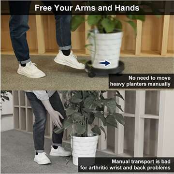 Majade Plant Stand with Wheels, 2 Pack Plant Caddy with Wheels, 13.5” Rolling Plant Stand, Plant Dolly with Wheels Heavy Duty, Plant Roller with Casters for Patio, Outdoor and Indoor.