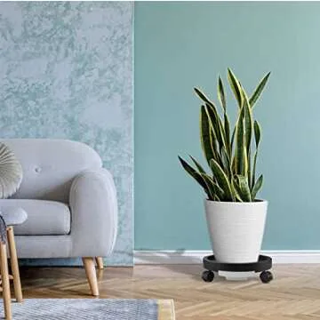 Majade Plant Stand with Wheels, 2 Pack Plant Caddy with Wheels, 13.5” Rolling Plant Stand, Plant Dolly with Wheels Heavy Duty, Plant Roller with Casters for Patio, Outdoor and Indoor.