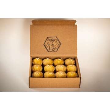 Pure Beeswax Votive Candles for Home & Holiday Gifts