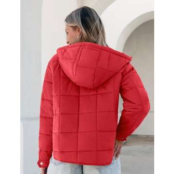 luvamia Quilted Puffer Jacket Women Women's Puffer Jacket Womens Jackets Fall Red Jackets for Women ...