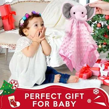 Pro Goleem Elephant Security Blanket with Stuffed Animal Snuggle Toy Lovey Soft Lovie Baby Registry Search Baby Girl Gifts for Infant and Toddler Pink 16 Inch