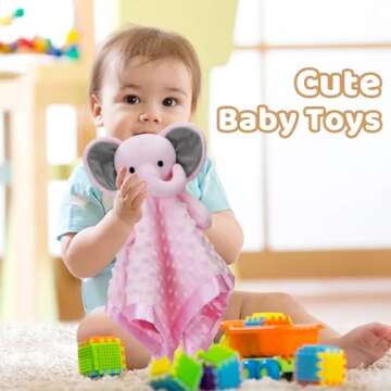 Pro Goleem Elephant Security Blanket with Stuffed Animal Snuggle Toy Lovey Soft Lovie Baby Registry Search Baby Girl Gifts for Infant and Toddler Pink 16 Inch