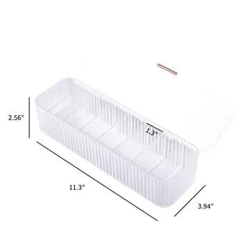 Yesesion 2 Pack Plastic Cable Management Box with Lid and 20 Wire Ties, Clear Cell Phone Cord Storage Organizer with 8 Compartments, Electronics Accessories Case for Home Office, Desk Drawer (White)