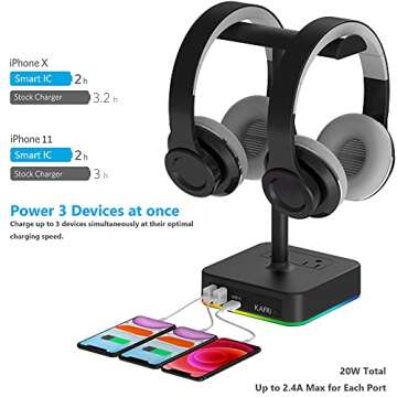 Stylish KAFRI RGB Dual Headphone Stand with Charger